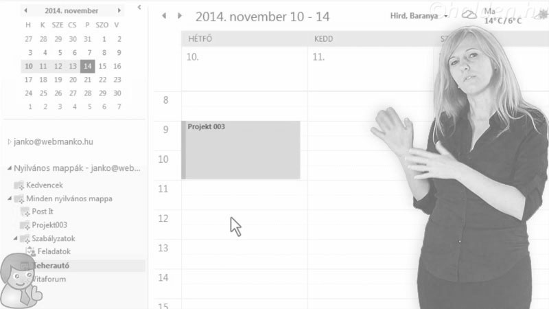 Outlook Oktatóvideó, Csoportmunka, , Nyilvános mappák, Megosztott mappák kezelése vállalati környezetben.