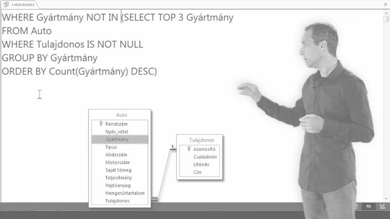 Access Oktatóvideó, SQL alapok, , Allekérdezés, Belső SELECT