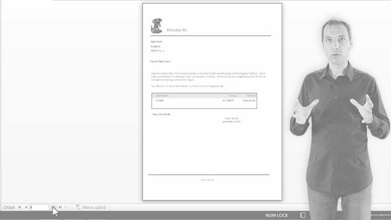 Access Oktatóvideó, Jelentés, , Egyedi jelentés, Jelentéstervezőben egyedi dokumentum kialakítása.