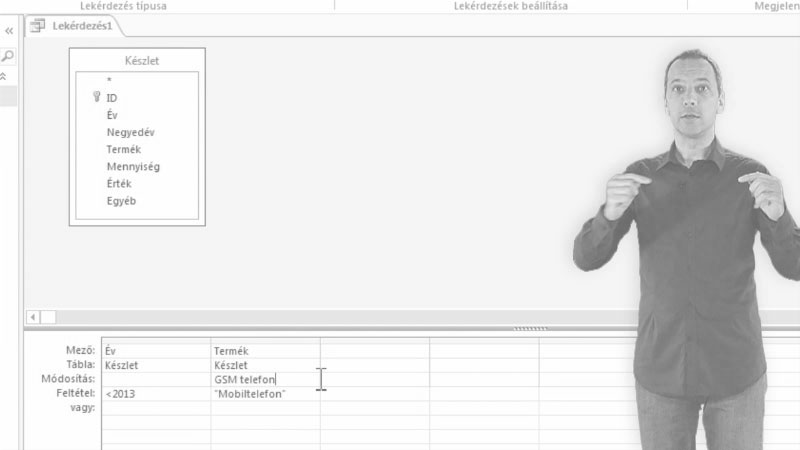 Access Oktatóvideó, Módosító lekérdezés, , Frissítő, Tábla adatainak módosítása.