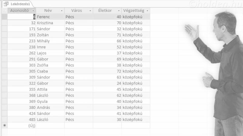 Access Oktatóvideó, Módosító lekérdezés, , Hozzáfűző, Tábla rekordjainak hozzáfűzése egy másik táblához feltételek alapján.