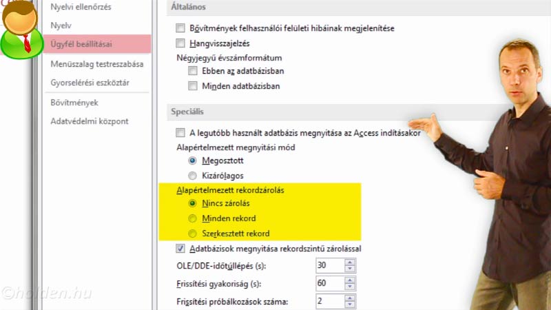 Access Oktatóvideó, Csoportmunka, , Osztott használat, Adatbázis kialakítása több felhasználós környezetben, védelem, biztonsági mentés.