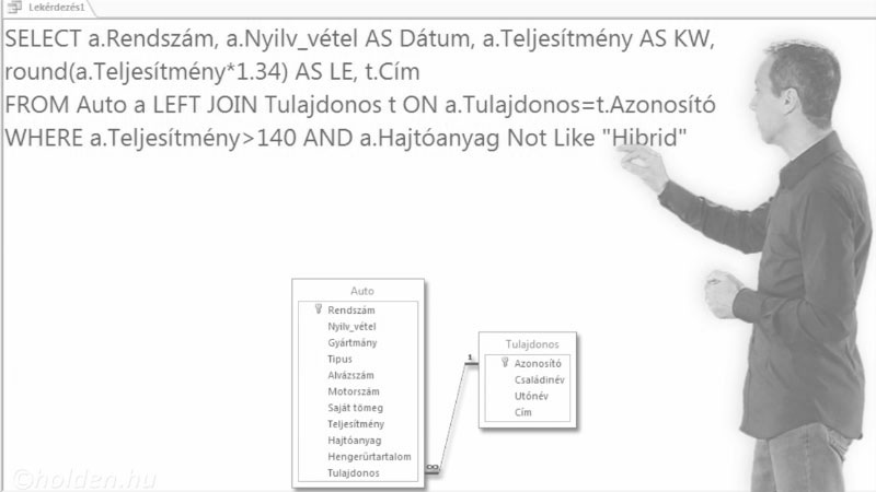 Access Oktatóvideó, SQL alapok, , SQL nyelv alapjai, SELECT, FROM, WHERE, ORDER BY, GROUP BY.