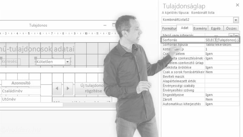 Access Oktatóvideó, Űrlap, , Űrlapok formázása, Egyedi formázás, grafikai elemek, űrlaptulajdonságok, felhasználó-barát felület kialakítása.