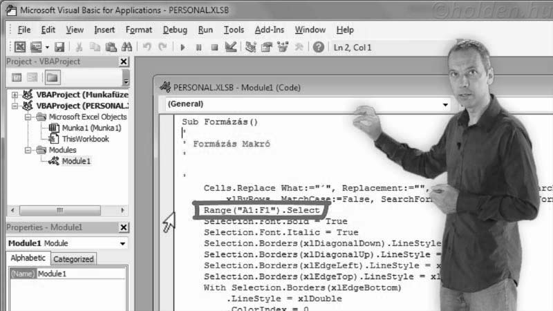 Excel Oktatóvideó, Automatizálás, Makró
Űrlapelemek, Makró, Makró rögzítés, tárolás, szerkesztés, futtatás, eseményhez rendelés.