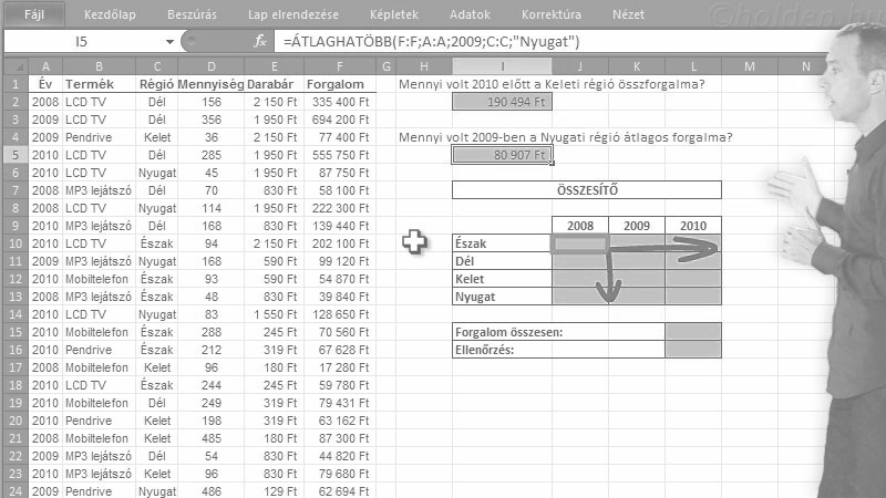 Excel Oktatóvideó, Matematikai és Stat. függv., DARABTELI
SZUMHA
SZUMHATÖBB
DARABHATÖBB
PADLÓ
PLAFON
KICSI
NAGY
KEREKÍTÉS
SZORZATÖSSZEG, Statisztikai függvények II., Feltételes statisztikai függvények: SZUMHATÖBB, ÁTLAGHATÖBB